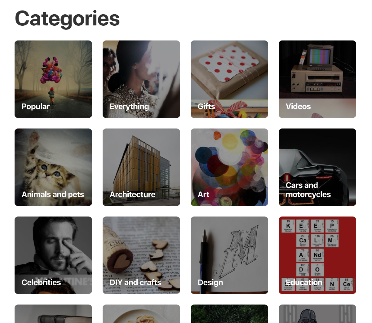 Pinterest Categories