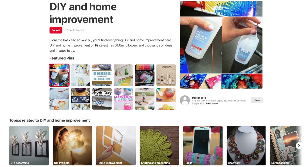 Pinterest Sub Categories